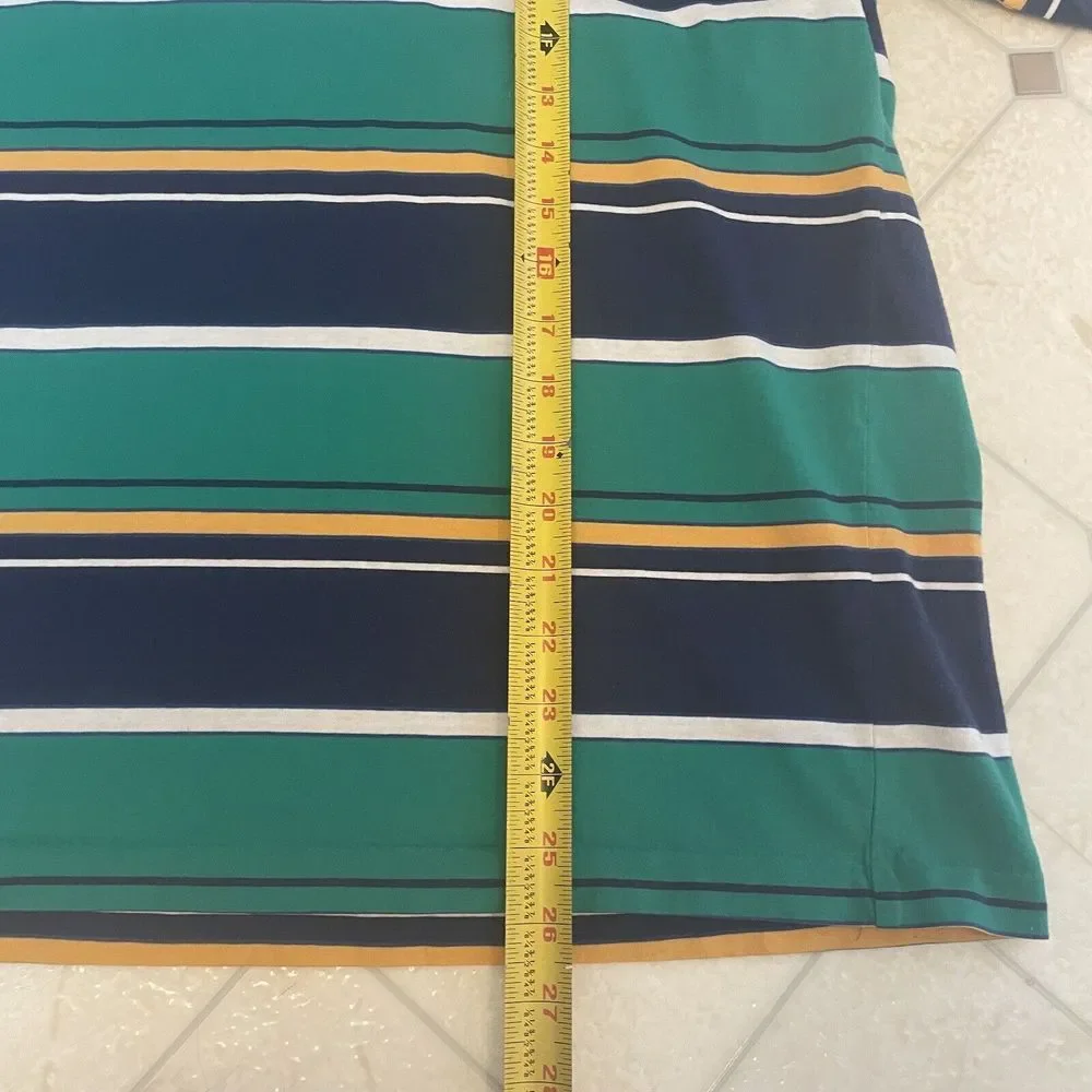 Vintage Polo Golf Shirt Par Four Men's Size Large Stripe 80s 90s Retro Button Up